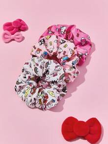 HELLO KITTY AND FRIENDS | SHEIN 3 件高弹力螺旋发带，适用于日常发型设计、马尾辫固定器 - 彩色 - 查看 3