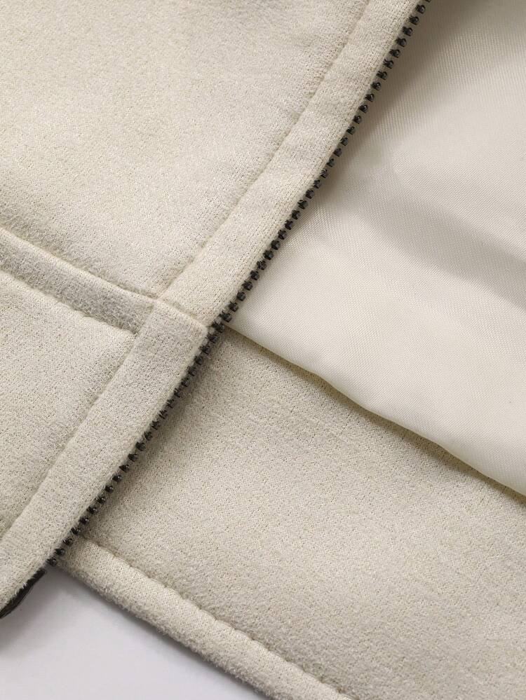 Apricot Suede Men's Jacket And Coat, Solid Color, Autumn