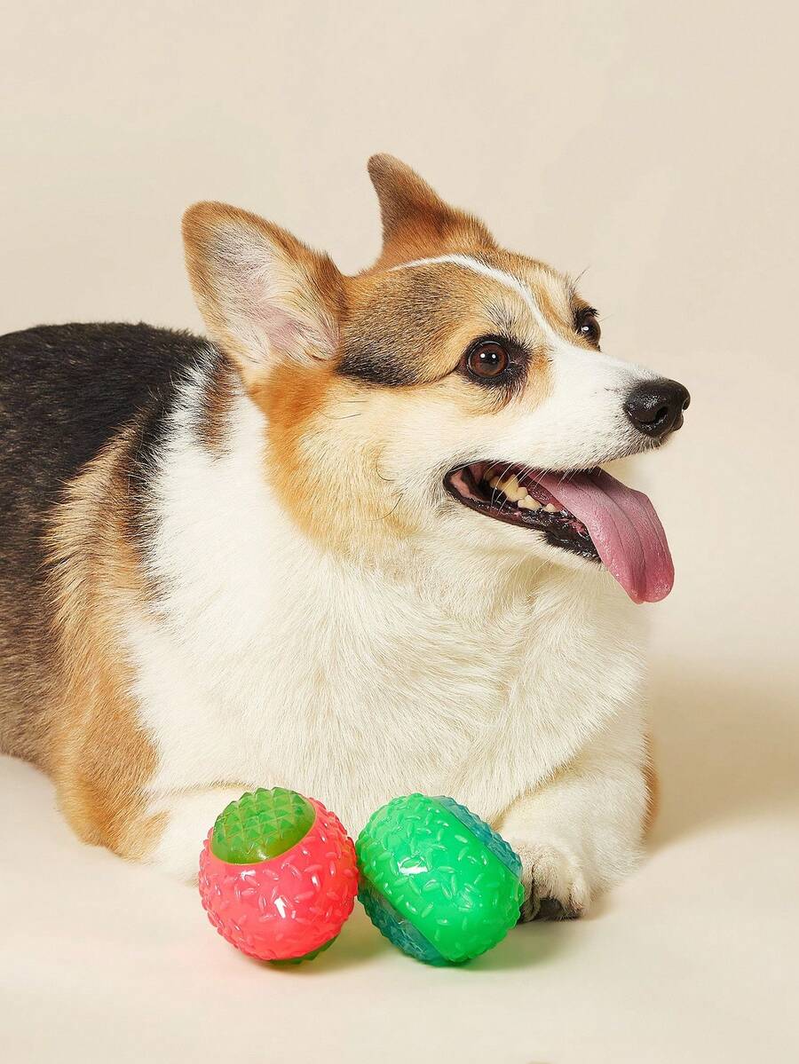 PETSIN 1PC Pet Toy Ball For Chewing And Grinding Teeth, Durable And Bite-Resistant Football, Playful And Entertaining Dog Toy Ball - Multicolor - View 1