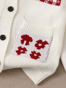 Sweater dan Kardigan Anak Perempuan Musim Gugur/Dingin, Kerah Bulat, Kancing Depan, Jaket Terbuka dengan Saku Jacquard, Cocok untuk Anak Perempuan Kenakan Saat Beraktivitas di Luar Rumah, Bepergian, Berkumpul, dan Nyaman Dipakai - Aprikot - View 6