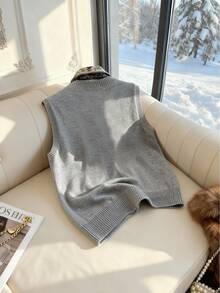 GlowEve Elegant Design Women's Silk Scarf Necktie V-Neck Knitted Vest