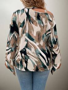 SHEIN PETITE CURVE Plus Size Women's Elegant Printed Blouse - Multicolor - View 2