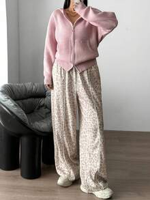 Aidyla Pantalones deportivos informales de contraste con estampado de leopardo - Multicolor - Ver 5