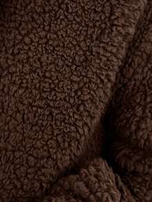 SHEIN LUNE Women's Thickened Short Brown Casual Jacket With Thermal Lining, Autumn/Winter Teddy Jacket Brown Jacket - Brown - View 6