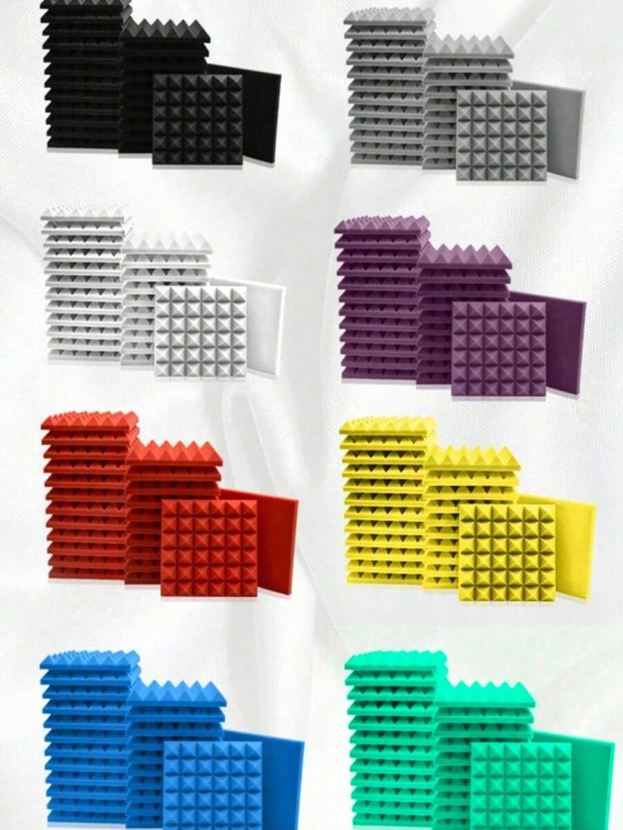 SHEIN 金字塔吸音泡沫 6-48 块 12 英寸 X 12 英寸 X 3 英寸 / 12 英寸 X 12 英寸 X 2 英寸 / 12 英寸 X 12 英寸 X 1.18 英寸 吸音板 8 色高密度声学处理泡沫 工作室隔音海绵垫 家居装修 - 彩色 - 查看 1