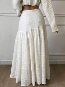 Livesso Chân váy xòe rộng màu trắng dành cho nữ - trắng - Xem 2