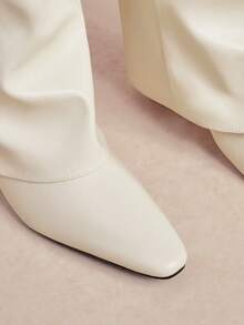Rosivie Women's Fashion Simple Solid Color Ankle Boots - Beige - View 4