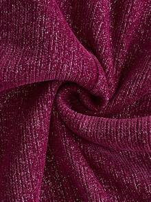 GlowEve Metallic Texture V-Neck Long Sleeve Cinched Waist A-Line Party Dress For Women, Autumn/Winter - Burgundy - View 7