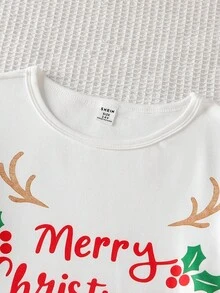 1 Set Teen Boy Christmas Element Print Patchwork Long Sleeve Top And Pants Pajama Set, Winter - Multicolor - View 3