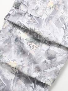 SHEIN 青少年女孩休闲舒适圆领长袖不对称下摆T恤和工装裤套装 - 彩色 - 查看 6