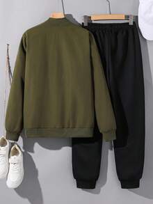 SHEIN Teen Boy Casual Knight Print Jacket And Pants Set, Autumn - Multicolor - View 5