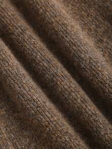 Sweetra 2pcs/Set Brown Italian Style Tie-Up Slim Fit V-Neck Cardigan And Straight Leg Wide Pants Casual Elegant Street Knit Sweater Set, Autumn/Winter - Coffee Brown - View 6