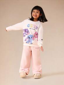 SUMWON 可爱人物印花长袖圆领卫衣 好朋友图案儿童上衣 - 白色 - 查看 1