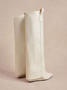 Rosivie Women's Fashion Simple Solid Color Ankle Boots - Beige - View 5