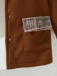 Souflis Souflis Nuevo abrigo elegante y vintage de estilo francés de color marrón con un solo botonadura, adecuado para salidas, escuela, reuniones y otras ocasiones, Otoño/Invierno 2025 - Marrón - Ver 9