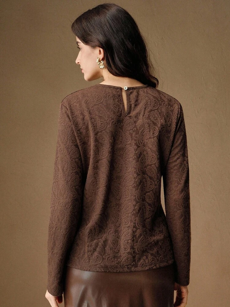 Damen Herbst Langarm T-Shirt mit Strass-Verzierung, elegantes und stilvolles Design, geeignet für Neujahr, Strand