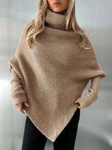 Aloruh Áo len dài trễ vai mới dành cho nữ, màu trắng sữa, thu/đông - Màu Khaki - Xem 6