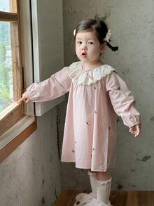 DAZY 女嬰圓領荷葉邊飾全印花舒適居家服幼兒 - 淺粉色 - 查看 5