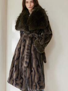 Aveloria Modichic 2025 Winter New High-End Luxury Faux Mink Fur Coat Women, Long Style Fashion Fur Jacket - Coffee Brown - View 3