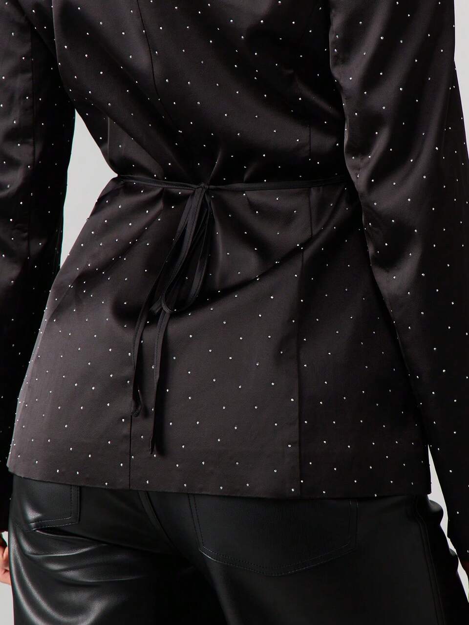 MISSGUIDED Diamante Polka Dot Fitted Blazer For Professional Office Wear Business Formal Occasions