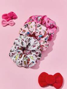 HELLO KITTY AND FRIENDS | SHEIN 3 件高弹力螺旋发带，适用于日常发型设计、马尾辫固定器 - 彩色 - 查看 2