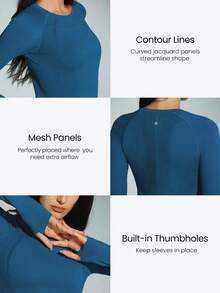 GLOWMODE 无缝修身长袖上衣及臀长款抗菌轻薄夏季 - Blue Ambition - 查看 7