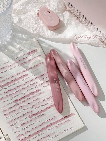 Caneta Marca-texto 4 peças, Ponta de cinzel, Tinta à base de água, Secagem rápida, Não sangra, Corpo de caneta liso, Pega confortável, Para notas de estudo da Bíblia, Escritório escolar, Presentes de Natal para amigos