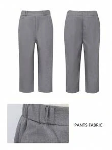 SHEIN 3pcs Boys Suit Set: Vest + Pants + Matching Grey Tie, Suitable For Stage Performance, Wedding - Grey - View 6