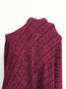 EMERY ROSE Camiseta casual de manga larga de unicolor acanalada para mujer de talla grande, otoño - Rosa Fucsia - Ver 7
