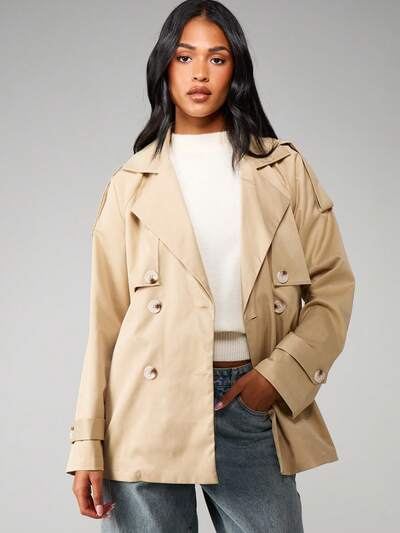 MISSGUIDED Double Breasted Trench Coat With Belt