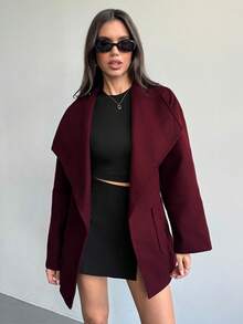 Aloruh Áo khoác ngoài màu đỏ tía thanh lịch, Thu/Đông - Màu Đỏ Sâu - Xem 6