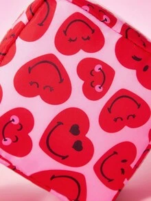 SmileyWorld® | SHEIN 1 件/1 套卡通图案印花涤纶纤维收纳袋，可用作女性卫生收纳袋、数码收纳袋、小物件收纳袋、微笑、爱 - 彩色 - 查看 6