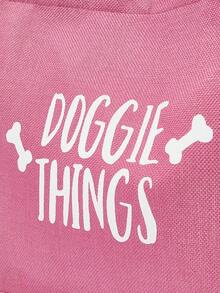 ROMWE Kawaii "DOGGIE THINGS"Letter, Rose Red Bone Pattern Printed Handbag Set, A Gift For Dogs And Pet Lovers, Handbag With Makeup Bag And Mini Coin Wallet, Dog's Favorite Bone Pattern Design, This Is A Great Gift, Suitable For Mothers, Teachers, Best Teacher Gift - Hot Pink - View 4