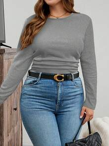 SHEIN LUNE 冬季加厚圆领修身长袖保暖T恤，休闲日常假日穿着