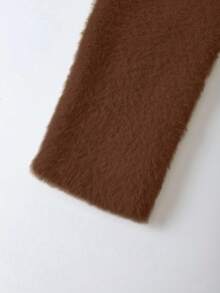 Franclia 新款秋季圆领束腰女士春季精致优雅修身针织开衫 - 巧克力棕 - 查看 4