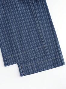 GlowEve Women's Pocketed Striped Wide Leg Loose Casual Jeans - Blue - View 7
