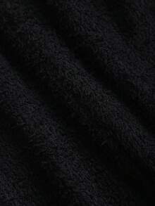 Sweetra Women's Elegant Office Black Autumn Jumpsuit,Solid Color Textured Round Neck Knitted Tie Decor Open Front Five-Metal Button Fitted Jumpsuit - Black - View 5