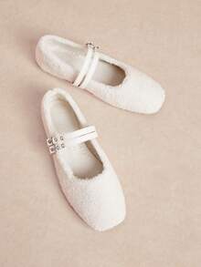 Rosivie 2024 Nuovi Mary Jane Flat Primavera per Donna, Scarpe Rosa Pastello Adatte per Abiti, Mocassini Flat a Collo Basso - Bianco - Visualizzare 1