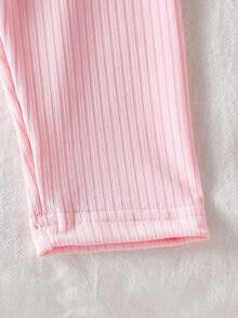 SHEIN Baby Girl Heart Pattern Front Button Jacket And Pants Set, Autumn/Winter - Pink - View 6