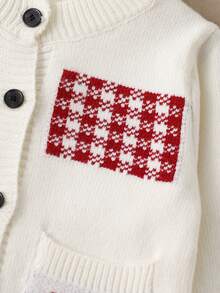 Sweater dan Kardigan Anak Perempuan Musim Gugur/Dingin, Kerah Bulat, Kancing Depan, Jaket Terbuka dengan Saku Jacquard, Cocok untuk Anak Perempuan Kenakan Saat Beraktivitas di Luar Rumah, Bepergian, Berkumpul, dan Nyaman Dipakai - Aprikot - View 5