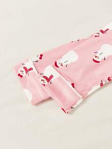 Cozy Pixies 2 Stück Baby Mädchen Weihnachten Schneemann Muster Gestrickte Weiche Kragen Strickjacke und Hose mit Elastischem Bund Set