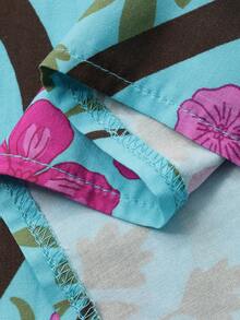 DAZY Áo ngủ nữ dáng rộng cổ chữ V in hoa, thích hợp mặc mùa đông, kiểu Moo Moo Night Dress. - Màu xanh lam - Xem 7