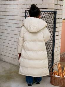 Dazy Kids Girls' Solid Color Hooded Padded Coat, Young Girl Fall Clothes - Beige - View 3
