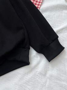 SHEIN Unity 黑色圣诞树印花宽松圆领长袖卫衣，秋冬 - 黑色 - 查看 6