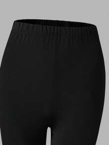 SHEIN Genkimix Kids 2 件套女童韩版休闲灰色运动衫配蝴蝶结和紧身裤套装 - 黑色 - 查看 4