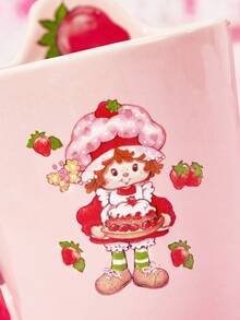 Strawberry Shortcake X SHEIN Cốc sứ in hình dâu tây, hình dáng đặc biệt, dùng được trong lò vi sóng và máy rửa chén, thích hợp đựng cà phê, sữa, nước ép, quà tặng, ý tưởng quà tặng. - Hồng - Xem 5
