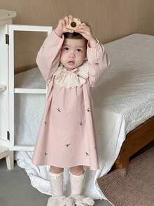 DAZY 女嬰圓領荷葉邊飾全印花舒適居家服幼兒 - 淺粉色 - 查看 7