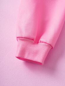 My Little Pony X SHEIN Young Girl Casual Cute Horse Print Crew Neck Sweatshirt And Sweatpants Set, Autumn - Pink - View 7