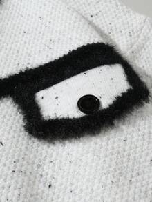 Manfinity Homme Men's Contrast Trim Button Front Casual Long Sleeve Cardigan, Autumn/Winter - Black and White - View 4