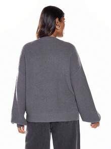 Solavibe Cárdigan informal de talla grande para otoño/invierno, Año Nuevo, Acción de Gracias y Navidad, cárdigan de punto con nudo delantero, otoño/invierno - Gris - Ver 5